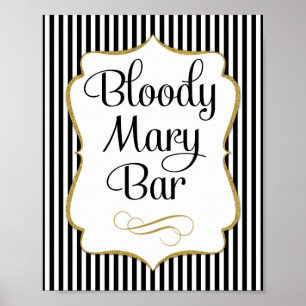 Poster Panneau de bar Bloody Mary noir or