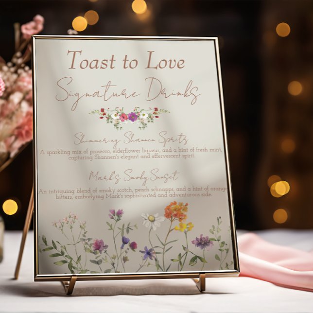 Poster Panneau de bar de boissons signatures pour mariage (Créateur téléchargé)