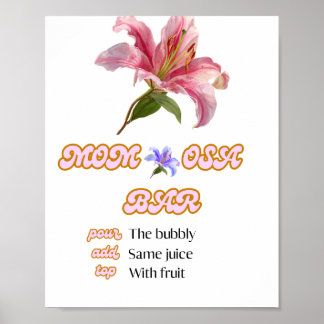 Poster Panneau de bar de maman osa floral rose imprimable