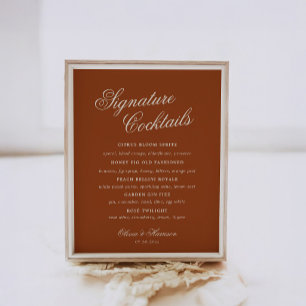 Poster Panneau de bar de mariage en terre cuite orange br