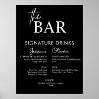 Panneau de bar de mariage noir imprimable avec boi
