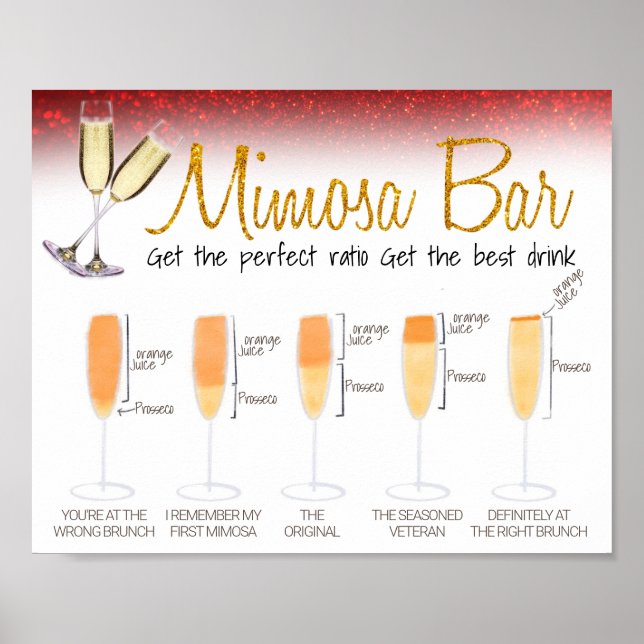 Poster Panneau de bar de Mimosa au paillettes rouges pour (Devant)