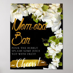 Poster Panneau de bar de Mimosa élégant au jasmin blanc