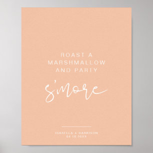 Poster Panneau de bar de s'mores de printemps orange past