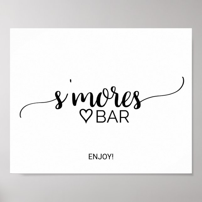 Poster Panneau de bar de S'mores en calligraphie noire si (Devant)
