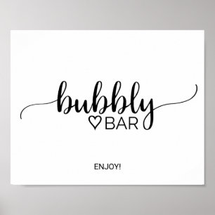 Poster Panneau de bar en calligraphie noire simple et pét