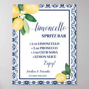 Poster Panneau de bar Limoncello Spritz Bleu Méditerranée