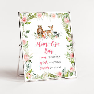 Poster Panneau de bar Maman Osa pour Baby Shower Floral W