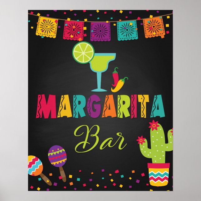 Poster Panneau de bar Margarita - Fond noir (Devant)