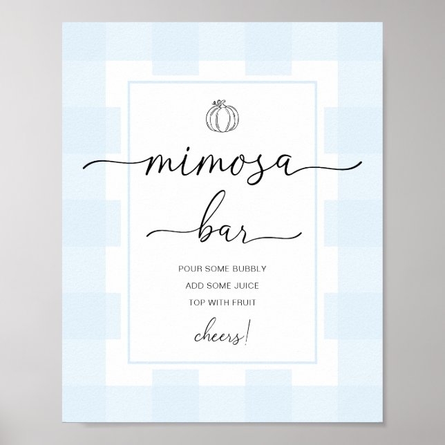 Poster Panneau de bar Mimosa à carreaux bleus de citrouil (Devant)