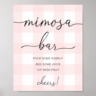 Poster Panneau de bar Mimosa à carreaux roses