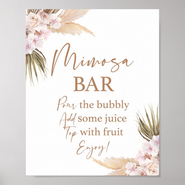 Poster Panneau de bar Mimosa à herbe des Pampas (Devant)