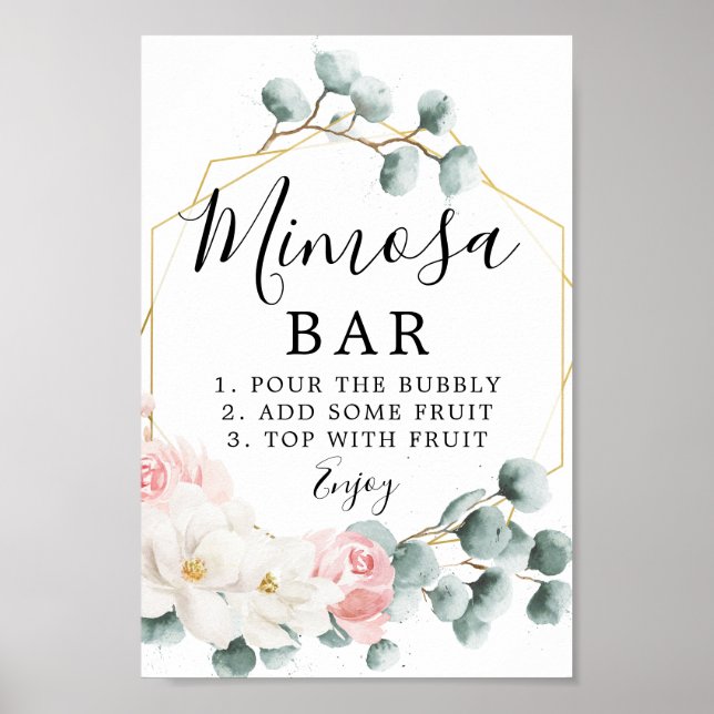 Poster Panneau de bar Mimosa à la verdure florale (Devant)