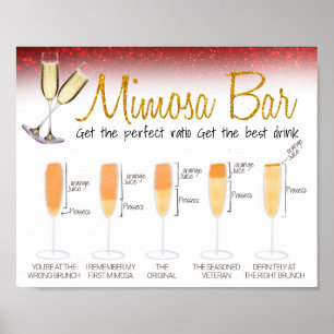 Poster Panneau de bar Mimosa à paillettes rouges pour bru