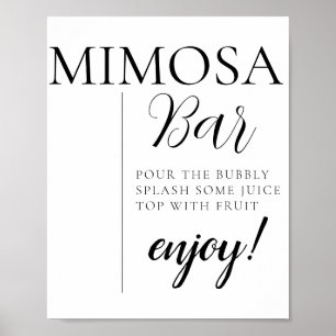 Poster Panneau de bar Mimosa à texte de calligraphie mini
