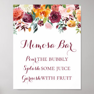 Poster Panneau de bar Mimosa de fleurs d'automne, Orange