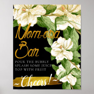 Poster Panneau de bar Mimosa élégant à fleurs blanches