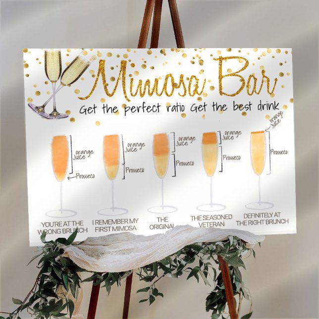 Poster Panneau de Bar Mimosa Étincelant pour Brunch de Ma (Créateur téléchargé)