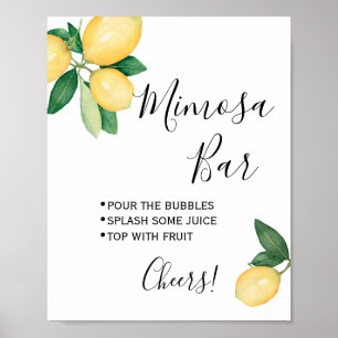 Poster Panneau de bar Mimosa Mariage Fête de mariage Citr