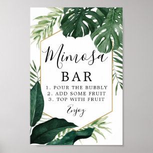 Poster Panneau de bar Mimosa Monstera Tropical