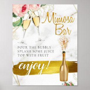 Poster Panneau de bar Mimosa pour brunch de mariage avec 
