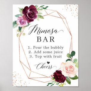 Poster Panneau de bar Mimosa pour la douche de mariée Flo