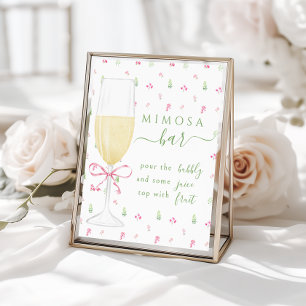 Poster Panneau de bar Mimosa Verre à Champagne Floral Ros