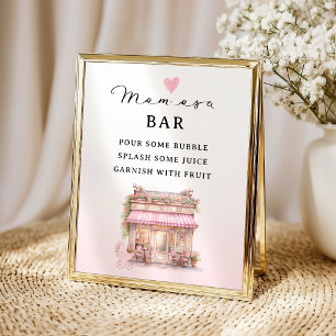 Poster Panneau de bar Mom-osa floral rose Élégant Bar à M