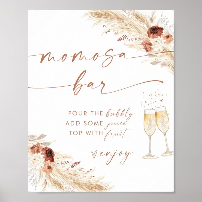 Poster Panneau de bar Momosa Baby Shower Boho | Panneau d (Devant)