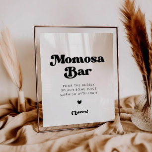 Poster Panneau de bar Momosa noir et blanc rétro élégant