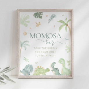 Poster Panneau de bar Momosa pour Baby Shower Baby Dino