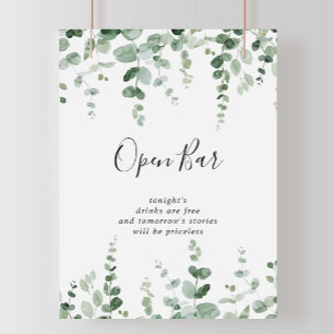 Poster Panneau de bar ouvert de mariage minimaliste au eu