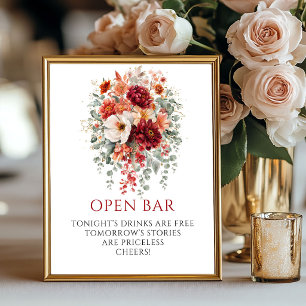 Poster Panneau de bar ouvert Rich Marsala Autumn Floral 8