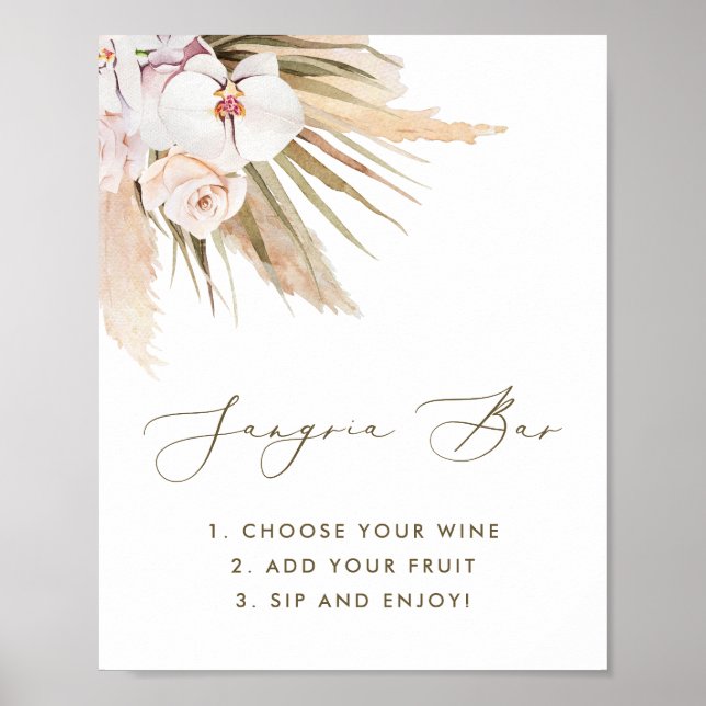 Poster Panneau de bar Sangria Herbe de Pampas Aquarelle B (Devant)