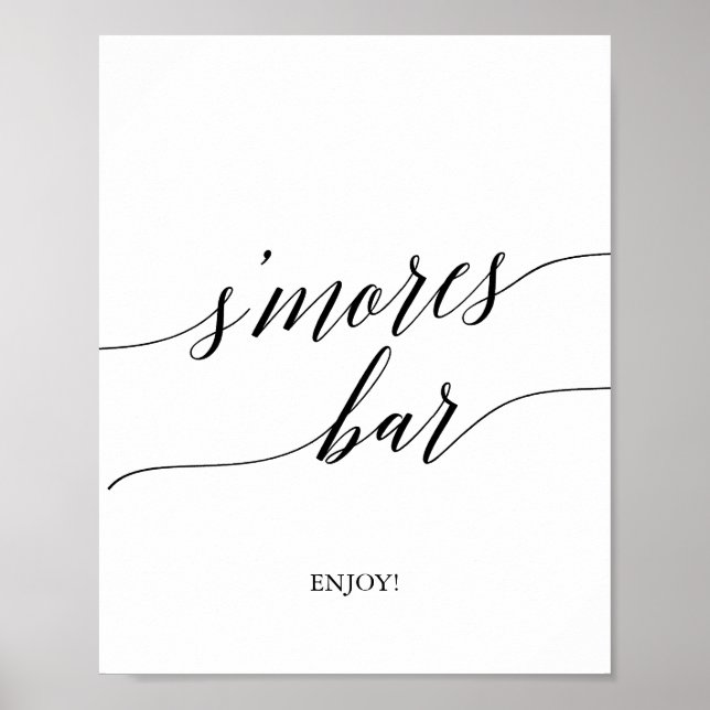 Poster Panneau de bar S'mores en calligraphie noire éléga (Devant)