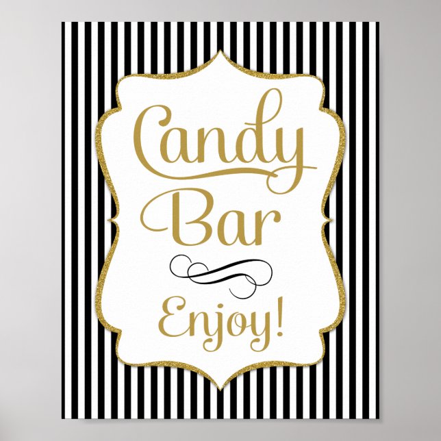 Poster Panneau de barre de bonbons Buffet noir or (Devant)