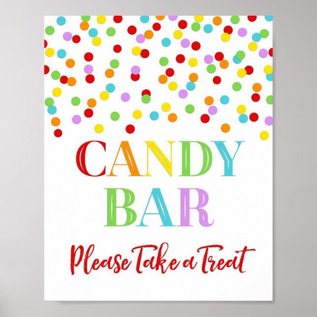 Poster Panneau de barre de bonbons Confetti arc-en-ciel (Devant)