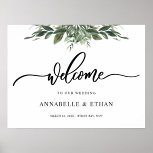 Poster Panneau de bienvenue à feuilles de feuillage