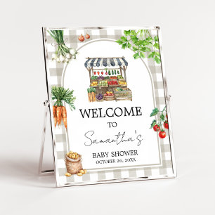 Poster Panneau de bienvenue à la douche Marché des agricu