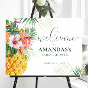 Poster Panneau de bienvenue à la douche tropicale aux mot