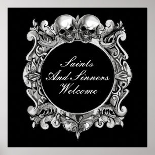 Poster Panneau de bienvenue à la fête d'Halloween Saints