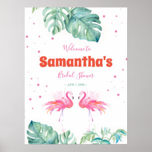Poster Panneau de bienvenue à la fête du Flamant Tropical