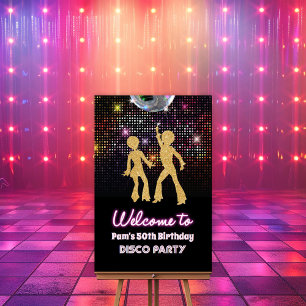 Poster Panneau de bienvenue à la soirée disco des années 