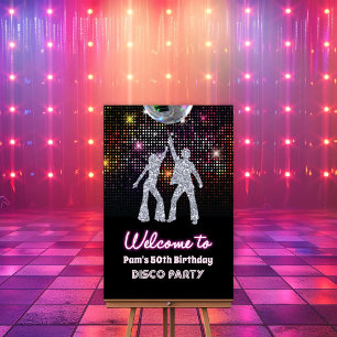 Poster Panneau de bienvenue à la soirée disco rétro des a