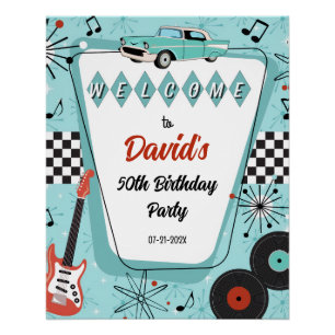 Poster Panneau de bienvenue à une soirée Sock Hop des ann