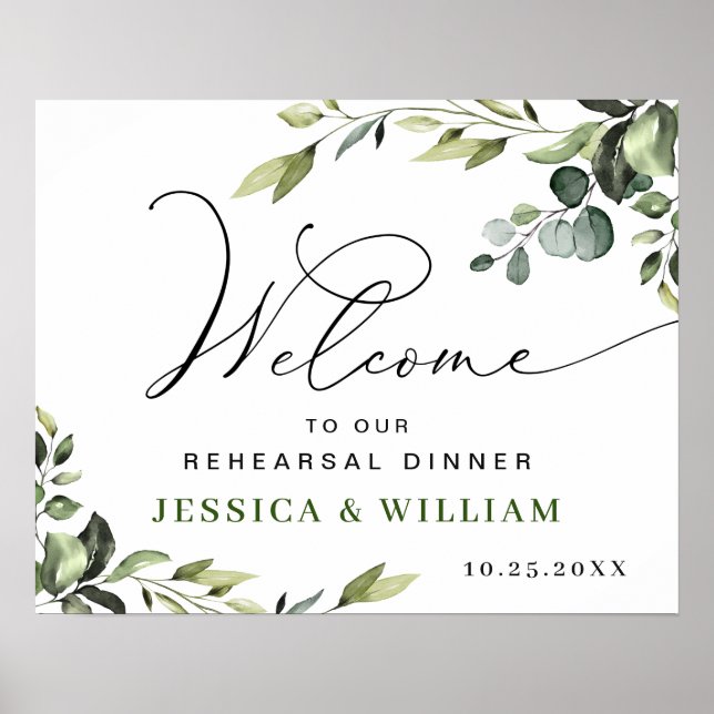Poster Panneau de bienvenue au dîner de répétition Élégan (Devant)