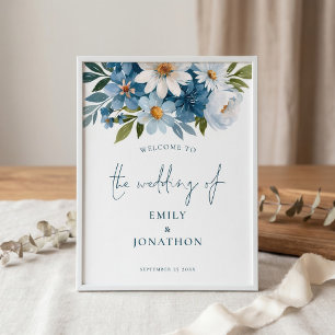 Poster Panneau de bienvenue au mariage imprimable avec fl