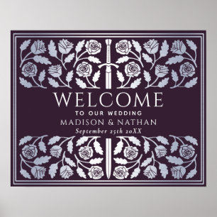 Poster Panneau de bienvenue au mariage royal Épée d'argen
