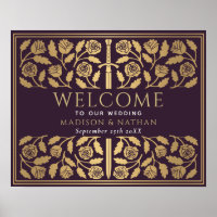 Panneau de bienvenue au mariage royal Epée Or Aube