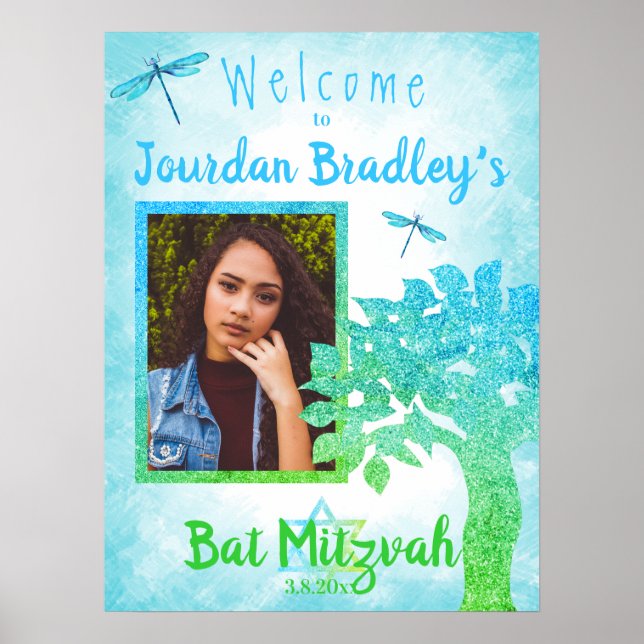 Poster Panneau de bienvenue au parti Turquoise & Vert (Devant)